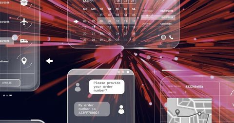 Futuristic digital dashboard with interface and analytics elements