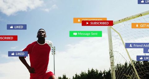 Soccer Player Near Goal Illustrating Social Media Engagement