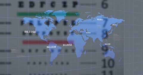 Digital Global Statistics Overlay on World Map Concept