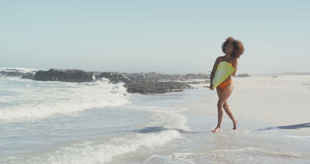 Woman Enjoying Summer Surf at Beach with Waves - Download Free Stock Images Pikwizard.com