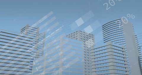Futuristic Data Overlay on Urban Buildings Cityscape