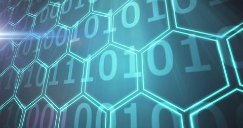 Futuristic Binary Code in Hexagonal Grid Network - Download Free Stock Images Pikwizard.com