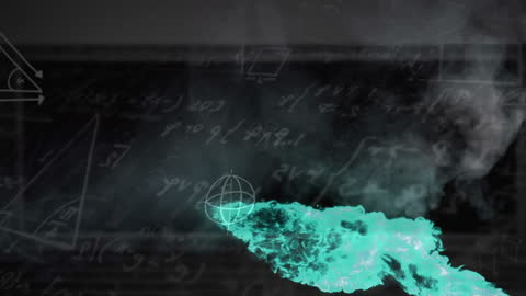 Futuristic Digital Waves Blending with Mathematical Formulas