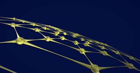 Futuristic Yellow Network Against Dark Background