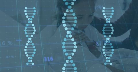 DNA Strands and Medical Data Overlay with Family Healthcare Concept