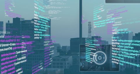 Digital Data Visualizations Spanning Modern Cityscape - Download Free Stock Images Pikwizard.com