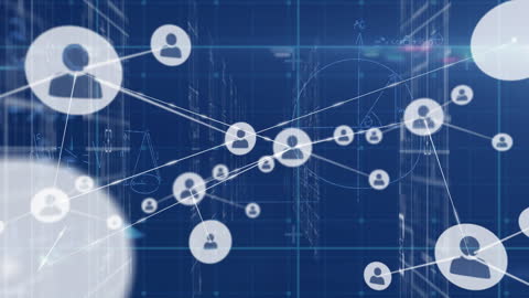 Global Digital Network with Human Icons and Connections