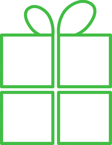 Green Gift Icon on Transparent Background, Celebration Design
