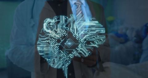 Doctor using digital interface for medical data processing