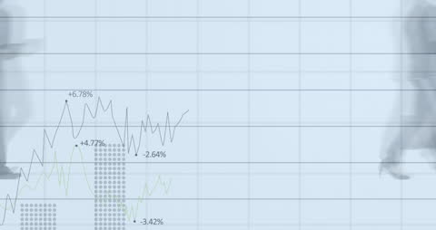 Business People Walking with Financial Data Overlay