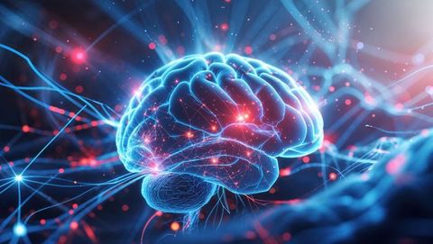 Futuristic neural network brain with synaptic connections