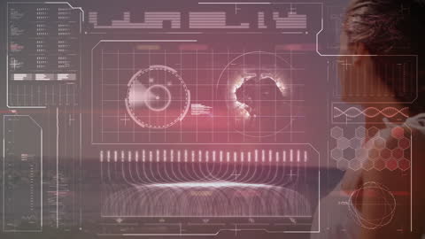 Futuristic Data Interface Overlooking Ocean