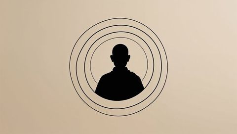 Minimalistic Silhouette with Concentric Circles on Beige Background