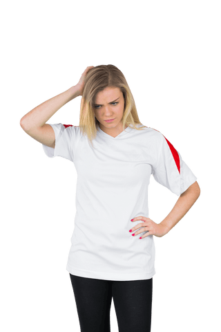 Disappointed Female Football Fan in White Transparent Background