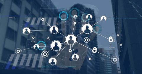 Digital Network with Profile Icons and Fingerprint Technology - Download Free Stock Images Pikwizard.com