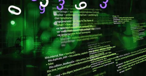 Digital Data Processing Overlaid on Computer Servers Implies Complexity - Download Free Stock Images Pikwizard.com