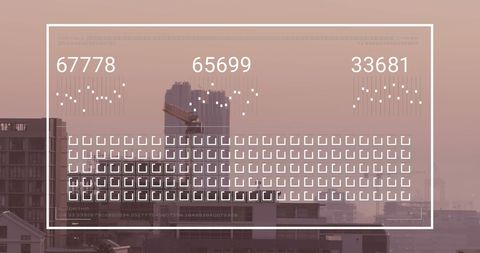 futuristic data interface overlay on urban cityscape at dusk - Download Free Stock Images Pikwizard.com