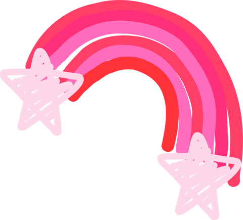 Whimsical rainbow and stars hand-drawn transparent art