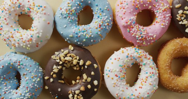Colorful Assorted Donuts with Sprinkles and Nuts - Download Free Stock Images Pikwizard.com