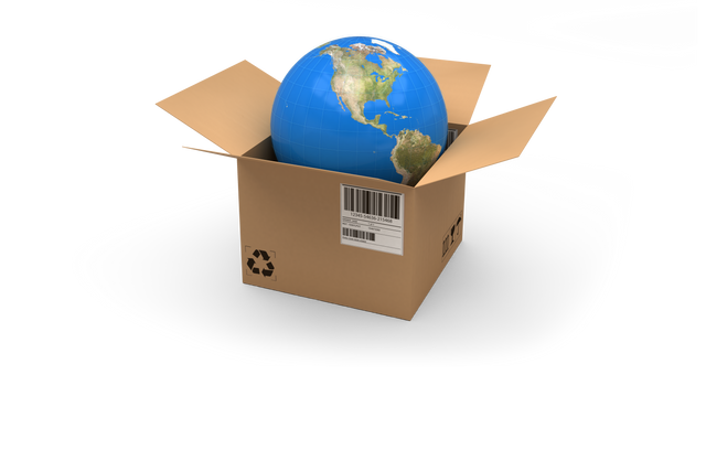 Transparent Earth Globe Sitting in Cardboard Box with Recycling Symbol - Download Free Stock Videos Pikwizard.com