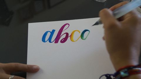 Artistic Hand Lettering with Colorful Ink and Brushpen