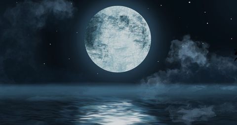 Santa's Sleigh Silhouette Flying Across Full Moon - Download Free Stock Images Pikwizard.com