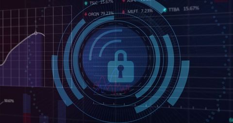 Digital Cyber Security Concept with Padlock Icon and Data Visualization - Download Free Stock Images Pikwizard.com