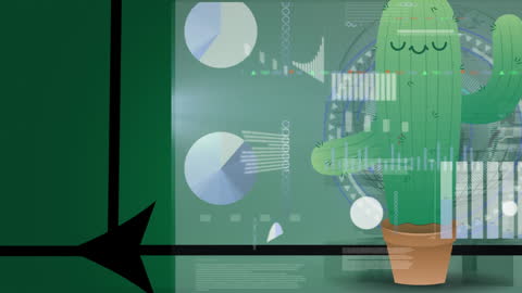 Digital Interface Animation with Cactus and Data Visualizations