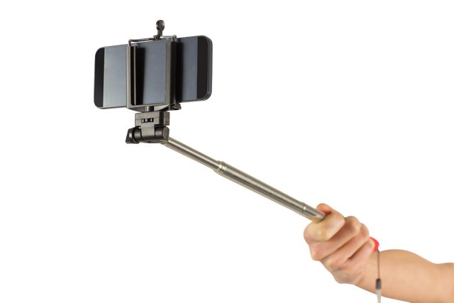 Transparent Background Woman Taking Selfie with Smartphone and Selfie Stick - Download Free Stock Videos Pikwizard.com