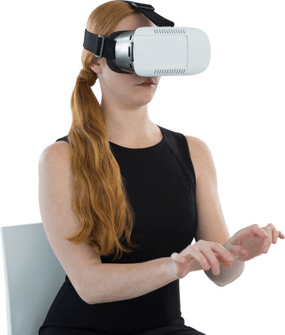 Female Professional Engaged with Transparent AR Virtual Reality Headset - Download Free Stock Videos Pikwizard.com