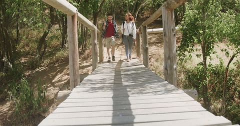 Couple on Forest Hike Enjoying Nature's Beauty - Download Free Stock Images Pikwizard.com