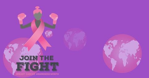 Breast Cancer Awareness Campaign with Pink Globes and Fighter Image