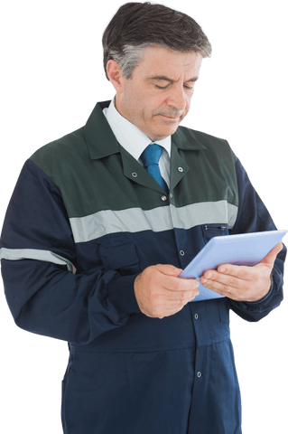 Transparent Repairman Using Digital Tablet Focused Task Performance - Download Free Stock Videos Pikwizard.com