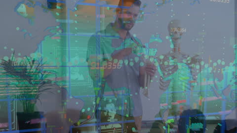 Digital Strategy Classroom with Data Visualizations Overlay