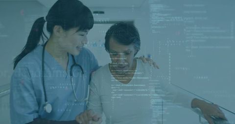 Nurse Assisting Senior Patient with Walker for Rehabilitation