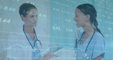 Healthcare Professionals Analyzing Stock Market Data Trends