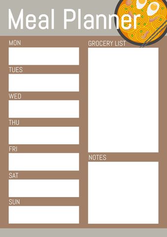 Weekly Meal Planner with Bowl Illustration - Download Free Stock Templates Pikwizard.com