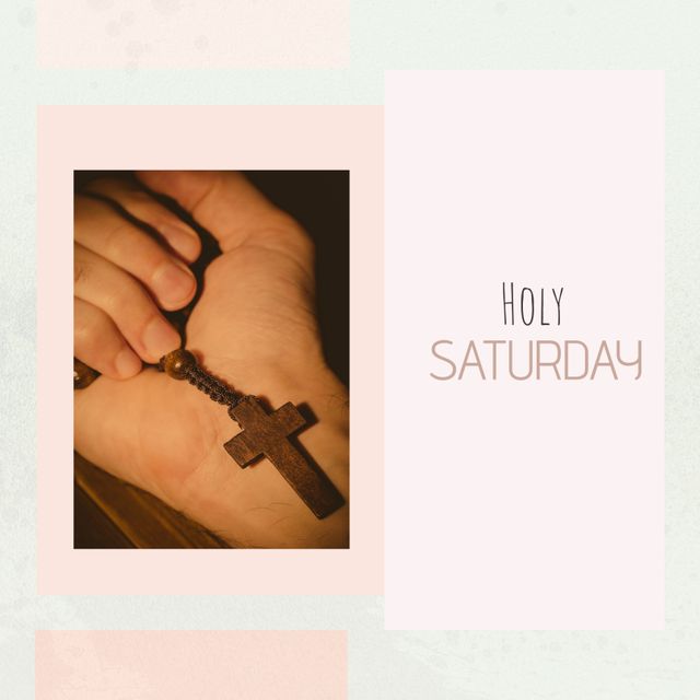 Hand Holding Rosary Beads in Observation of Holy Saturday - Download Free Stock Templates Pikwizard.com