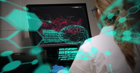 Female Scientist Analyzing Digital Data on Computer Screen - Download Free Stock Images Pikwizard.com