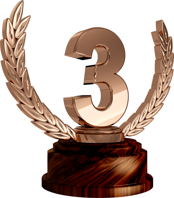 Transparent Bronze Third Place Trophy with Number 3 and Laurel Winners Image - Download Free Stock Videos Pikwizard.com