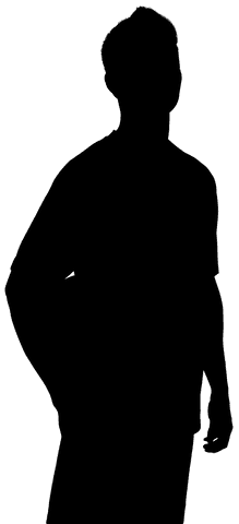 Transparent silhouette of sportsman standing wearing helmet