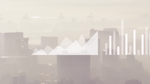 Surreal Cityscape with Graph Interface Overlay
