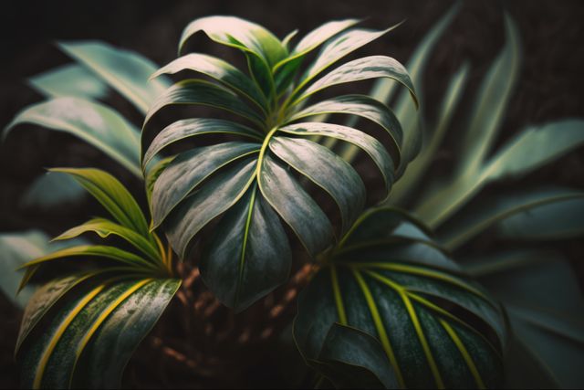 Close-Up of Lush Green Exotic Foliage Plant - Download Free Stock Images Pikwizard.com