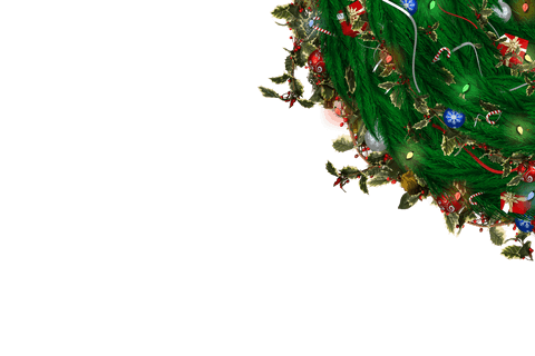 Transparent festive christmas wreath with decorative lights