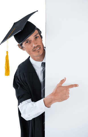 male graduate pointing around transparent background for innovative ideas - Download Free Stock Videos Pikwizard.com