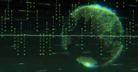 Pulsing Point-Cloud Globe Emitting Green Binary Streams with Central Waveform