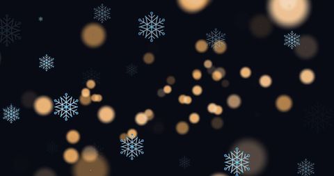 Abstract christmas floating snowflakes and lights