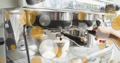 Modern Barista Crafting Espresso with Digital Overlay