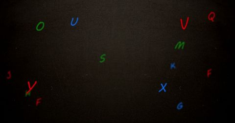 Floating Letters and Numbers on a Gray Background