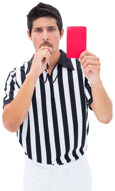 Transparent Referee Holding Red Card And Blowing Whistle Warning - Download Free Stock Videos Pikwizard.com